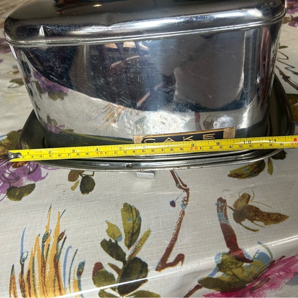 Vintage MCM Lincoln Beautyware Square Cake Cover Serving Carrier Pan chrome USA - Picture 13 of 13